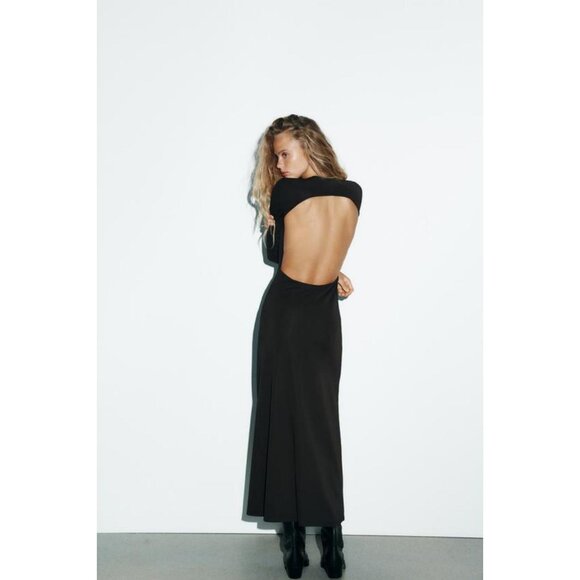 ZARA OPEN BACK CREPE DRESS - Picture 5 of 8